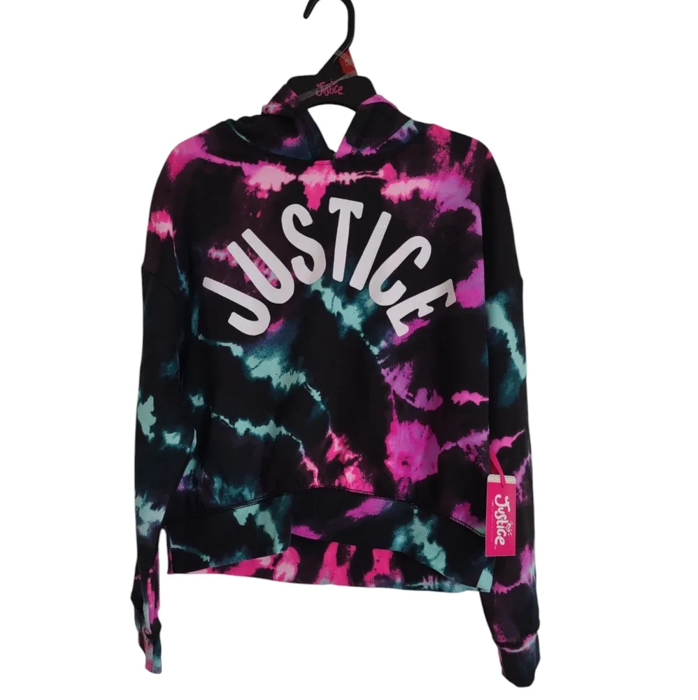 NWT Justice M(10) Tie Dye Cropped Hoodie